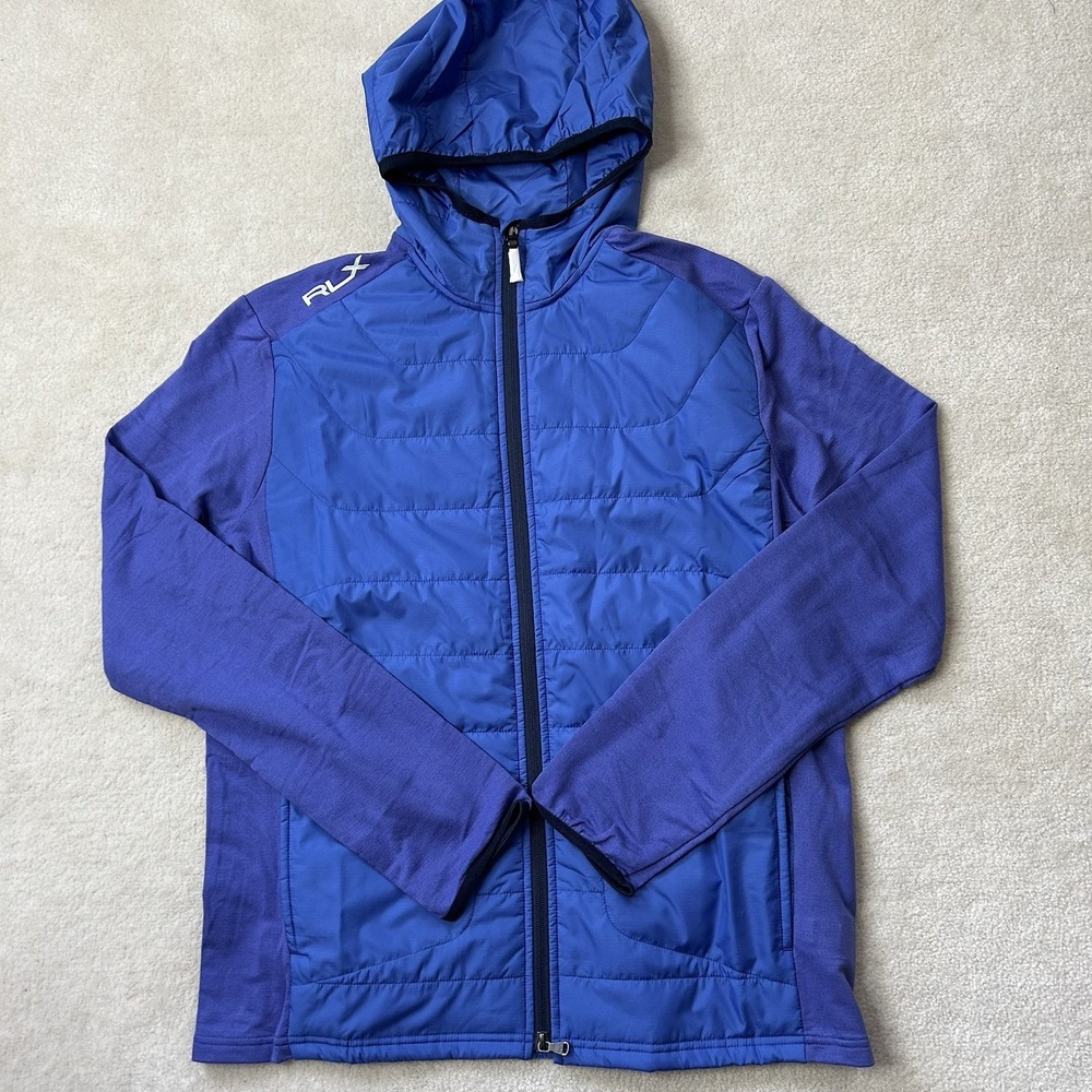 RLX Ralph Lauren Golf Jacket Men's Med Wool Blend Panel Stretch Full Zip Hooded
